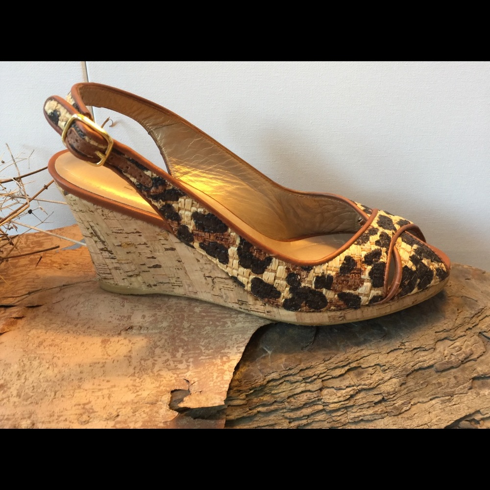 Stuart Weitzman Animal Print Wedge Sandals 7.5 - Picture 4 of 11